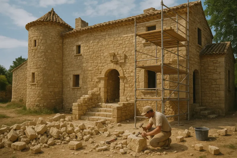 Travaux de rénovation en pierre naturelle pour une maison ancienne, un mas, une bastide ou un château ancien